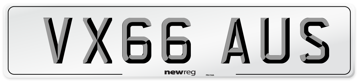 VX66 AUS Number Plate from New Reg